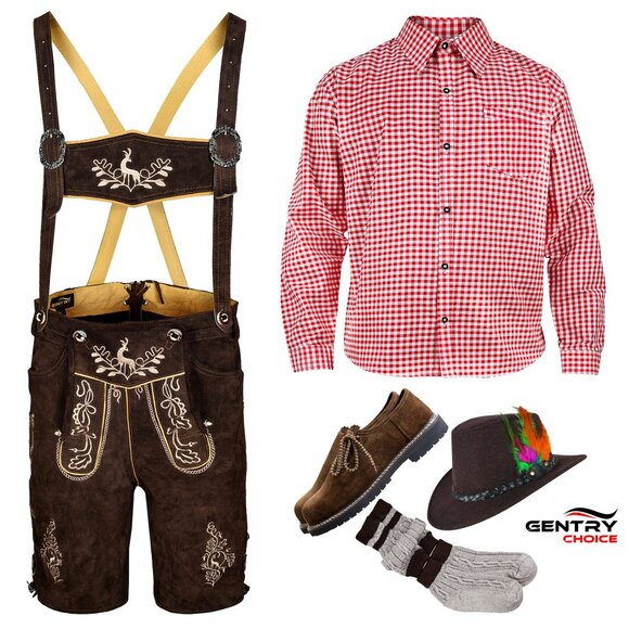 Authentic Men Lederhosen Oktoberfest Bavarian German Beer Festival Party Wear - Picture 2 of 9